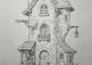 draw a detailed fantasy architecture ink illustration
